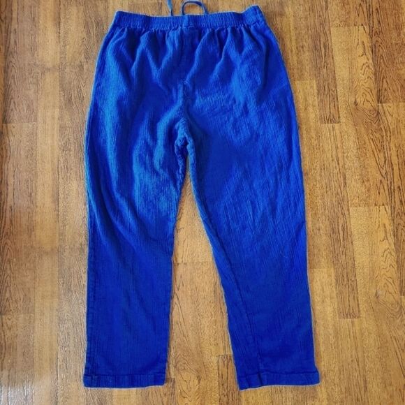 Resorts Plus Womens Sz Large True Blue Crepe Pants Drawstring - Picture 6 of 9